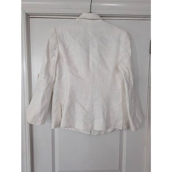 Carolina Herrera Linen Blazer women's 14 white Neiman Marcus Vintage luxury - Picture 8 of 8